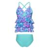 Loloda Little Girls Two Piece Tankini Swimsuit Ruffles Mermaid Halter Top with Bottoms Beach Bathing Suit Green 3 Years view 1