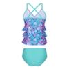 Loloda Little Girls Two Piece Tankini Swimsuit Ruffles Mermaid Halter Top with Bottoms Beach Bathing Suit Green 3 Years view 2