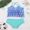 Loloda Little Girls Two Piece Tankini Swimsuit Ruffles Mermaid Halter Top with Bottoms Beach Bathing Suit Green 3 Years view 3