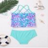 Loloda Little Girls Two Piece Tankini Swimsuit Ruffles Mermaid Halter Top with Bottoms Beach Bathing Suit Green 3 Years view 4
