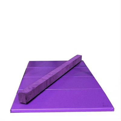 Balance Beam with 6 FT x 4 FT Gymnastics Mat, Floor Beam Gymnastic Competition Training Beam, Portable Gymnastic Equipment for Gymnast, Cheerleaders, Junior Training Folding Balance Beams Purple