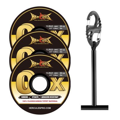 HERCULES Fly Fishing Tippet 3 Pack with Fly Tippet Holder, 0X - 13.20LB - 55YDS, Fluorocarbon