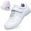 DADAWEN Youth Girls White Cheerleading Shoes Athletic Training Tennis Sneakers Competition Cheer Shoes White US Size 3 M Big Kid view 1