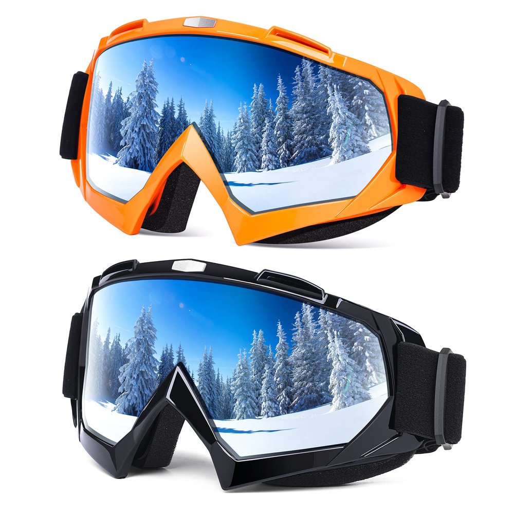 Braylin Adult Ski Goggles, 2-Pack Snowboard Goggles for Youth, Teens, Men & Women, Wide View Snowmobile Goggles