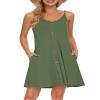 MISFAY Women's Summer Spaghetti Strap Casual Swing Tank Beach Cover Up Dress with Pockets(Army Green,M) view 1