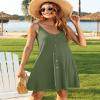 MISFAY Women's Summer Spaghetti Strap Casual Swing Tank Beach Cover Up Dress with Pockets(Army Green,M) view 3