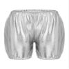 easyforever Kids Girls Basic Stretchy Sports V-Front Booty Short Boy-Cut Bottom Ballet Dance Yoga Hot Pants Underwear Silver Shiny Metallic 9-12 Years view 1