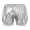 easyforever Kids Girls Basic Stretchy Sports V-Front Booty Short Boy-Cut Bottom Ballet Dance Yoga Hot Pants Underwear Silver Shiny Metallic 9-12 Years view 2