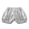 easyforever Kids Girls Basic Stretchy Sports V-Front Booty Short Boy-Cut Bottom Ballet Dance Yoga Hot Pants Underwear Silver Shiny Metallic 9-12 Years view 3
