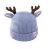LEOMOSTE Baby Beanie Hat Cute Antlers Reindeer Crochet Knitted Hat Winter Warm Cap for Toddler Boys Girls Blue view 1