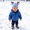 LEOMOSTE Baby Beanie Hat Cute Antlers Reindeer Crochet Knitted Hat Winter Warm Cap for Toddler Boys Girls Blue view 4