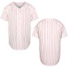 Mens Blank Plain Baseball Jersey Button Down Shirts Sports Hip Hop Hipster Jersey S-3XL (Red Stripe, XX-Large) view 1