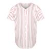 Mens Blank Plain Baseball Jersey Button Down Shirts Sports Hip Hop Hipster Jersey S-3XL (Red Stripe, XX-Large) view 2