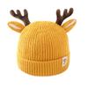LEOMOSTE Baby Beanie Hat Cute Antlers Reindeer Crochet Knitted Hat Winter Warm Cap for Toddler Boys Girls Yellow view 1