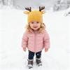 LEOMOSTE Baby Beanie Hat Cute Antlers Reindeer Crochet Knitted Hat Winter Warm Cap for Toddler Boys Girls Yellow view 4