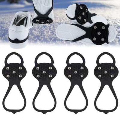 2 Pair Non-Slip Ice Snow Spikes for Walking,Universal Snow Traction Cleats for Shoes,Boot,Durable 5 Steel Ice Shoes Grips-L Size