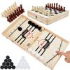 HELLO PAPAYA Foldable Fast Sling Puck Game with Chess Board and Checkers Board, Tic Tac Toe. Wooden Air Hockey Family Night,Table Games Gifts for Adults and Kids view 1