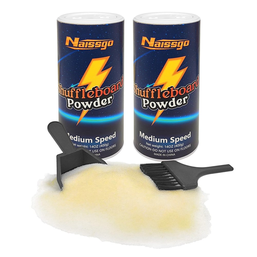 Naissgo Shuffleboard Sand Wax Shuffleboard Powder Set with Small Brush & Pan, 2 Cans(214 oz)