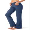G Gradual Women's Yoga Pants with Pockets Flare Leggings High Waist Yoga Dress Pants Bootcut Casual Work, Indigo Blue, XX-Large view 1