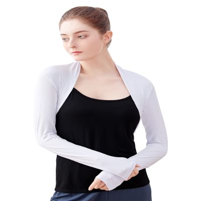 Daydance White Open Front Bolero Shrug Cropped Ballet Cover Up for Cami Shirts, Dress, Leotards