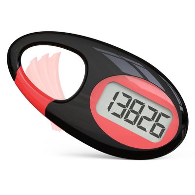 Simple 3D Step Counter, Walking Pedometer, Steps Tracker with Neck Lanyard/Carabiner for Men Women Teens Adults Seniors (Black-red)