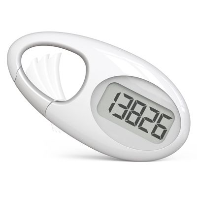 Simple 3D Step Counter, Walking Pedometer, Steps Tracker with Neck Lanyard/Carabiner for Men Women Teens Adults Seniors (White)