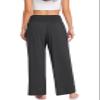 TARSE Womens Plus Size Pants Elastic Waist Yoga Pants Comfy Lounge Pajama Flowy Pants Pockets Sweatpants(Darkgray,3XL XXXL) view 2