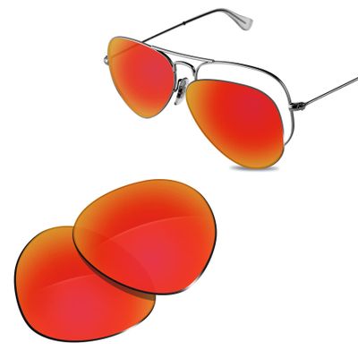 Glintbay 100% Precise-Fit Replacement Sunglass Lenses for RayBan RB3025-55 - Polarized Fire Red Mirror