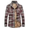 QWENTMTNTY Mens Flannel Plaid Shirts Soft Fleece Lined Long Sleeve Thermal Warm Shacket Jacket Button Down Shirts Outerwear view 1
