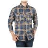QWENTMTNTY Mens Flannel Plaid Shirts Soft Fleece Lined Long Sleeve Thermal Warm Shacket Jacket Button Down Shirts Outerwear Blue view 2