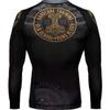 Hardcore Training Glima Men's Rash Guard Compression Long Sleeve MMA No-Gi Tight BJJ Grappling Base Layer Fitness Black/Orange view 2