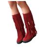 Bcshiye Women's Fringe Boots Moccasins Knee High Western Boot Tassel Vintage Suede Winter Flat Mid Calf Booties view 2