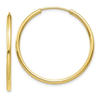 14K Yellow Gold Filled (X-Large Size 1.25x30mm) Endless Hoop Earrings With Anti-Tarnish (2Pcs/1Pair)