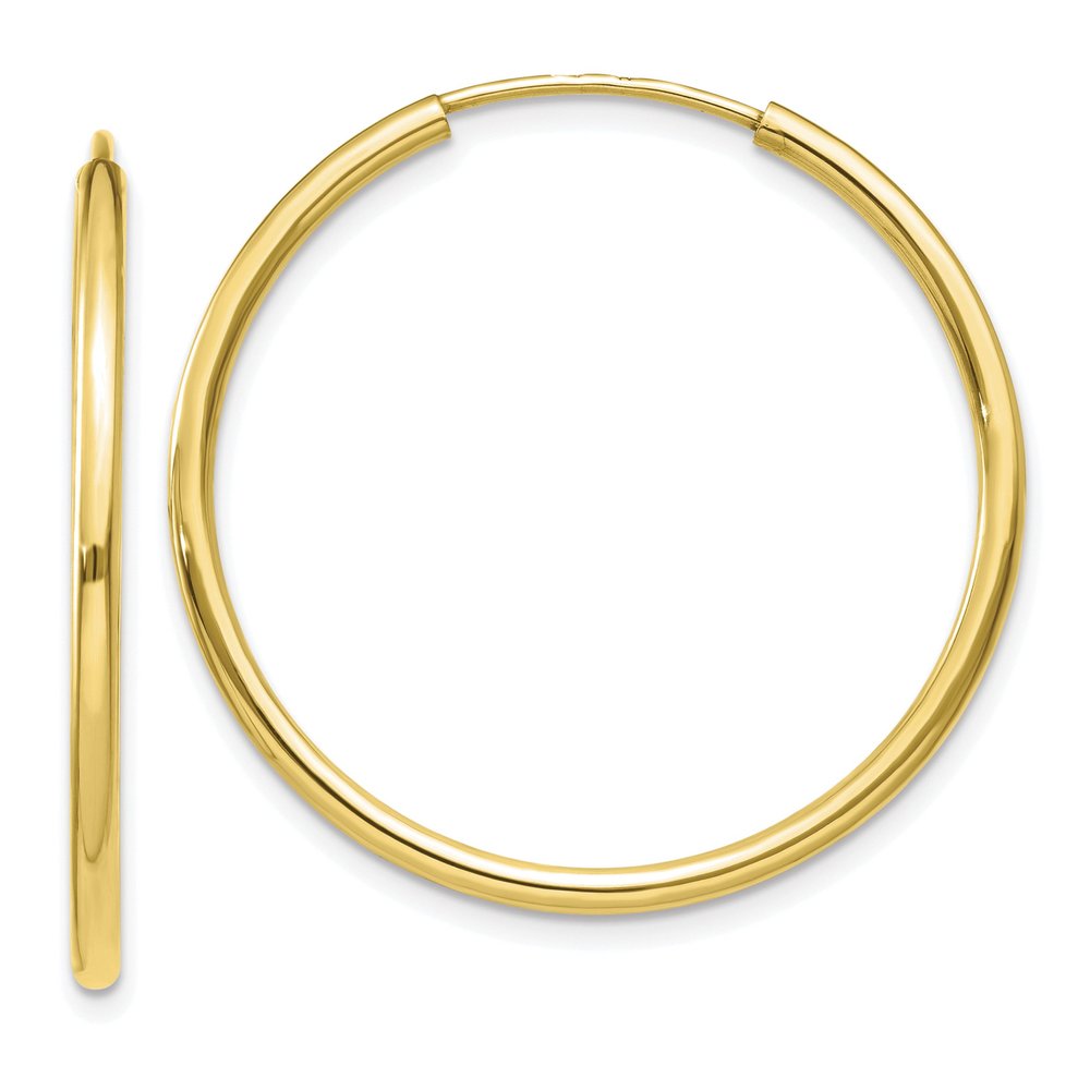 14K Yellow Gold Filled (X-Large Size 1.25x30mm) Endless Hoop Earrings With Anti-Tarnish (2Pcs/1Pair)