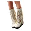 Bcshiye Women's Fringe Boots Moccasins Knee High Western Boot Tassel Vintage Suede Winter Flat Mid Calf Booties view 2