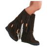 Bcshiye Women's Fringe Boots Moccasins Knee High Western Boot Tassel Vintage Suede Winter Flat Mid Calf Booties view 4