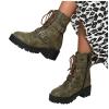 Bcshiye Women's Chunky Heel Ankle Booties Round Toe Ankle Boot Side Zipper Buckle Straps Short Combat Boots for Women view 1