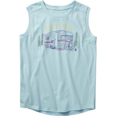 Carhartt Girls Sleeveless Crewneck Happy Place T-Shirt T Shirt, Angel Blue, Medium US
