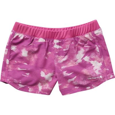 Carhartt Girls Lightweight Camo Ripstop Work Shorts, Pink Blind Fatigue Camo, 7