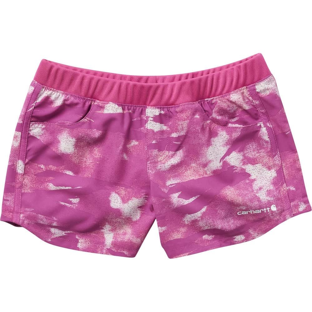 Carhartt Girls Lightweight Camo Ripstop Work Shorts, Pink Blind Fatigue Camo, 7