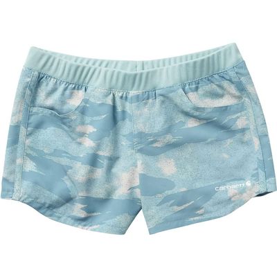 Carhartt Girls Lightweight Camo Ripstop Work Shorts, Teal Blind Fatigue Camo, 7