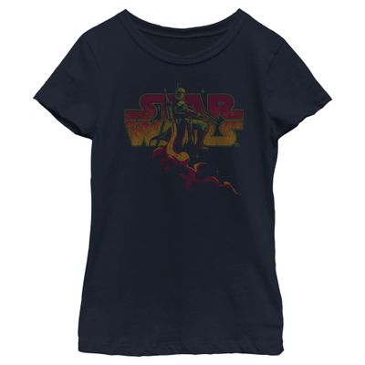 Fifth Sun girls Book of Boba Fett Logo Fett Short Sleeve Tee T Shirt, Navy Blue, X-Small US