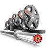 XMARK Olympic Weight Set | 205 lb Texas Star Rubber-Coated Set With XMARK Blacksmith Barbell Bar view 1