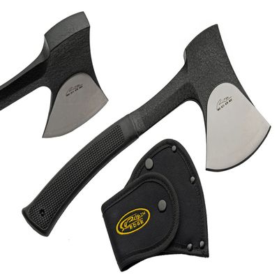 Szco Supplies 11 Rubber Handled Outdoor Sport Hatchet Camping Axe with Nylon Sheath, Black (211541)