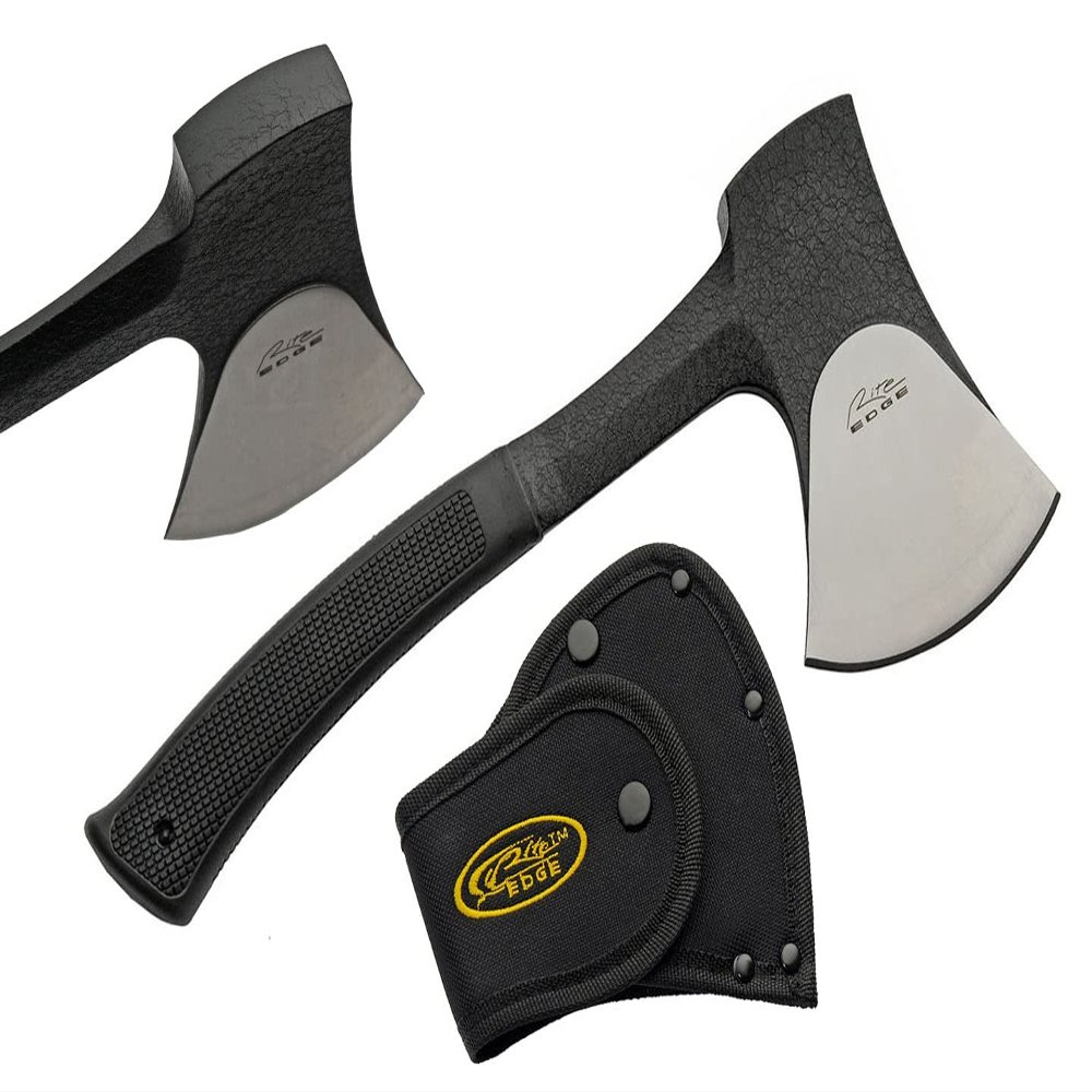 Szco Supplies 11 Rubber Handled Outdoor Sport Hatchet Camping Axe with Nylon Sheath, Black (211541)