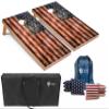 Tailgating Pros Cornhole Board Set w/Bean Bags and Carrying Case - 4'x2' Corn Hole Toss - Tournament and Lightweight Options - Optional LED Lights (Distressed American Flag) view 1