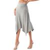 Fashionazzle Women's Flowy Handkerchief Hemline Midi Skirt (as1, Alpha, x_l, Regular, Regular, WS01-H.Grey) view 2
