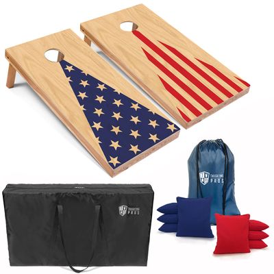 Tailgating Pros Cornhole Board Set w/Bean Bags and Carrying Case - 4'x2' Corn Hole Toss - Tournament and Lightweight Options - Optional LED Lights (Inverted Pyramid)