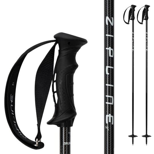 Zipline Blurr 16.0 Graphite Composite Downhill Ski Poles - Lightweight, Freeride All-Mountain, Vibration Dampening (Carbon Weave, 40" in./102 cm)