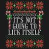 Tee Hunt It's Not Going to Lick Itself Sweatshirt Ugly Sweater Christmas Crewneck White Small view 3